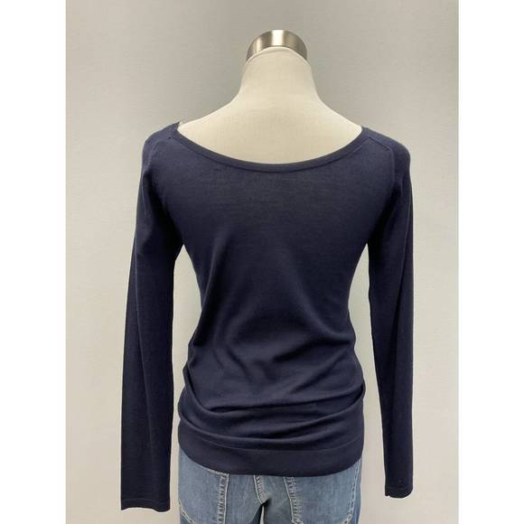 NEW LAMBERTO LOSANI reversible wool/silk sweater in navy - Picture 2 of 5